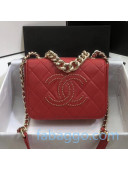 Chanel Quilted Lambskin Studded CC Flap Bag AS1514 Red 2020