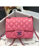 Chanel Lambskin & Rainbow Metal Sqaure Mini Flap Bag A35200 Pink 2021