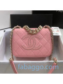 Chanel Quilted Lambskin Studded CC Flap Bag AS1514 Pink 2020