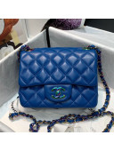 Chanel Lambskin & Rainbow Metal Sqaure Mini Flap Bag A35200  Blue 2021