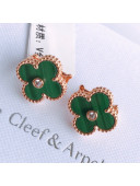 Van Cleef & Arpels Clovers Stud Earrings Green/Rose Gold 2021 95