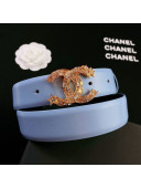 Chanel Calfskin Belt 3cm with Star CC Buckle Blue 2021