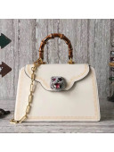 Gucci Frame Print Leather Top Handle Bag 495881 White 2017