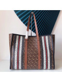 Burberry Monogram Stripe Canvas Tote Bag Brown 2019