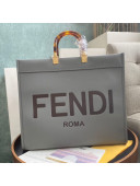 Fendi Sunshine Shopper Leather Tote Bag Grey 2020