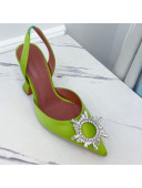 Amina Muaddi Silk Crystal Circle Slingback Pumps 9.5cm Lime Green 2021 23