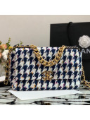 Chanel 19 Tweed Large Flap Bag AS1161 White/Navy Blue 2021