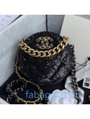 Chanel 19 Sequins Clutch with Chain AP0945 Black 2020