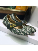 Dior Baby-D Quake Flat Ballerinas in Green Oblique Jacquard Canvas 2019