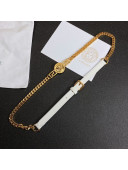 Versace Leather Chain Belt 1.5cm White/Gold 2021