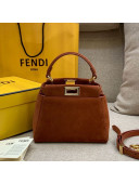 Fendi Peekaboo XS Suede Top Handle Bag Brown 2019