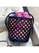 Chanel Cutout Drawstring Bucket Bag and Clutch Set Black/Multicolor 2020