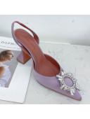 Amina Muaddi Silk Crystal Circle Slingback Pumps 9.5cm Purple 2021 26