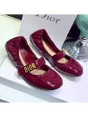 Dior Baby-D Flat Ballerinas in Burgundy Patent Leather 2019