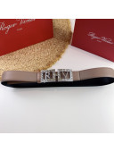 Roger Vivier Broche Vivier Calfskin Belt with RV Buckle Grey 2021