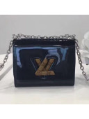 Louis Vuitton Twist PM Shoulder Bag in Patent Leather and Monogram Print Dark Blue 2019