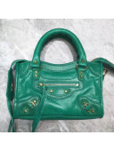 Balenciaga Classic Nano City Bag in Waxed Calfskin and Gold Hardware Green