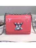 Louis Vuitton Twist PM Shoulder Bag in Patent Leather and Monogram Print Pink 2019