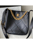 Chanel Calfskin Hobo Bag AS2844 Black 2021