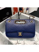 Chanel Gold-Tone Metal Chain Small Flap Bag AS1466 Blue 2020