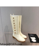 Chanel Calfskin CC Button High Boots White 2021