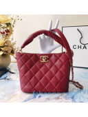 Chanel Quilted Lambskin Bucket Bag with Twist Top Handle AS2042 Red 2020