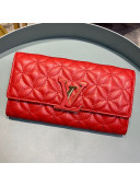 Louis Vuitton Capucines Bloom Lambskin Long Flap Wallet M68590 Bright Red 2019