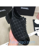 Chanel Checked Tweed and Patent Calfskin Lace-ups Shoes G36208 Black/White 2020