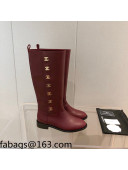 Chanel Calfskin CC Button High Boots Burgundy 2021