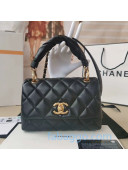 Chanel Quilted Lambskin Small Flap Bag with Twist Top Handle AS2043 Black 2020