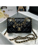 Chanel Quilted Lambskin Small Flap Bag with Chain Charm AS2326 Black 2020