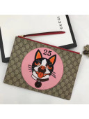 Gucci GG Supreme Pouch Bag With Bosco Patch 506280 Pink 2018