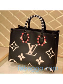 Louis Vuitton Crafty OnTheGo MM Oversized Monogram Tote Bag with Braided Handle M45375 Black 2020