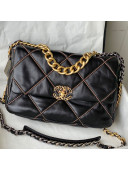 Chanel 19 Chain-Quilted Lambskin Large Flap Bag AS1161 Black 2021  