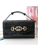 Gucci Zumi Crocodile Embossed Leather Mini Shoulder Bag 564718 Black 2019