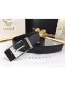 Versace Calfskin Belt 3.5cm with Sqaure Buckle Black 2021 04