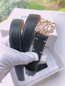 Loewe Anagram Litchi-Grained Calfskin Belt 2cm with Logo Buckle Black 2021