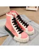 Prada Canvas Logo Side High-top Sneakers Pink 2019