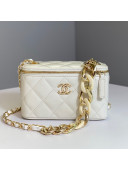 Chanel Lambskin Vanity Case with Patchwork Chain White 2021 083004