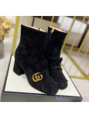 Gucci Suede Ankle Boot With Double G Hardware and Fringe Black 2020 