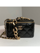 Chanel Lambskin Vanity Case with Patchwork Chain Black 2021 083004