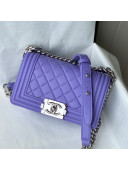 Chanel Grained Calfskin Small Boy Flap Bag A67085 Purple/Silver 2021