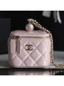 Chanel Iridescent Lambskin Small Vanity with Pearl and Chain AP2161 Pink 2021