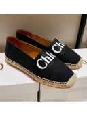 Chloe Canvas Logo Strap Espadrilles Black 2021