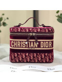 Dior DiorTravel Medium Vanity Case Bag in Burgundy Oblique Embroidered Velvet 2020