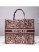 Dior Book Tote Bag in Toile de Jouy Canvas Burgundy 2019