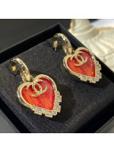 Chanel Heart Short Earrings Red 2021 01