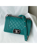 Chanel Grained Calfskin Small Boy Flap Bag A67085 Green/Silver 2021