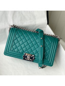 Chanel Grained Calfskin Medium Boy Flap Bag A67086 Green/Silver 2021