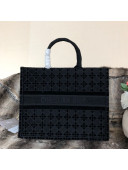 Dior Small Book Tote Bag in Black Cannage Embroidered Velvet 2020